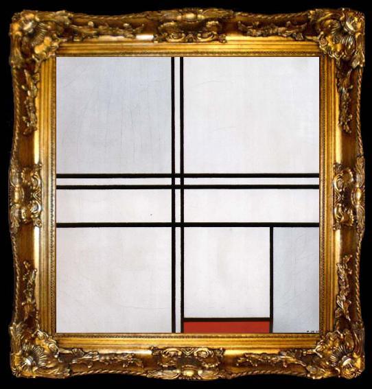 framed  Piet Mondrian Conformation with a rde block, ta009-2